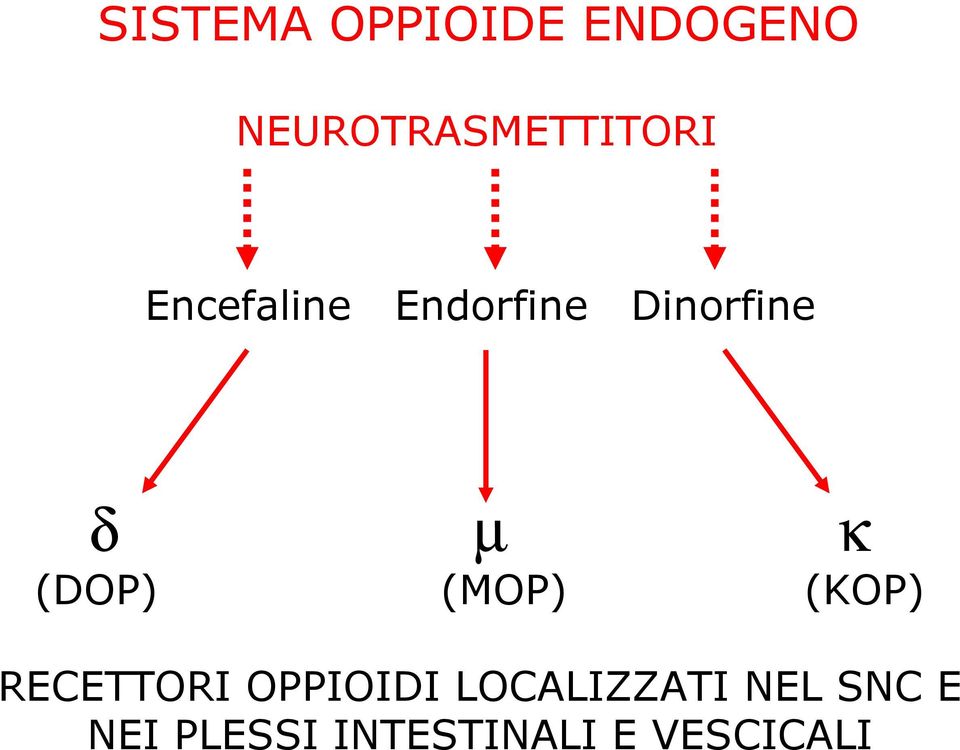 Dinorfine δ µ κ (DOP) (MOP) (KOP) RECETTORI