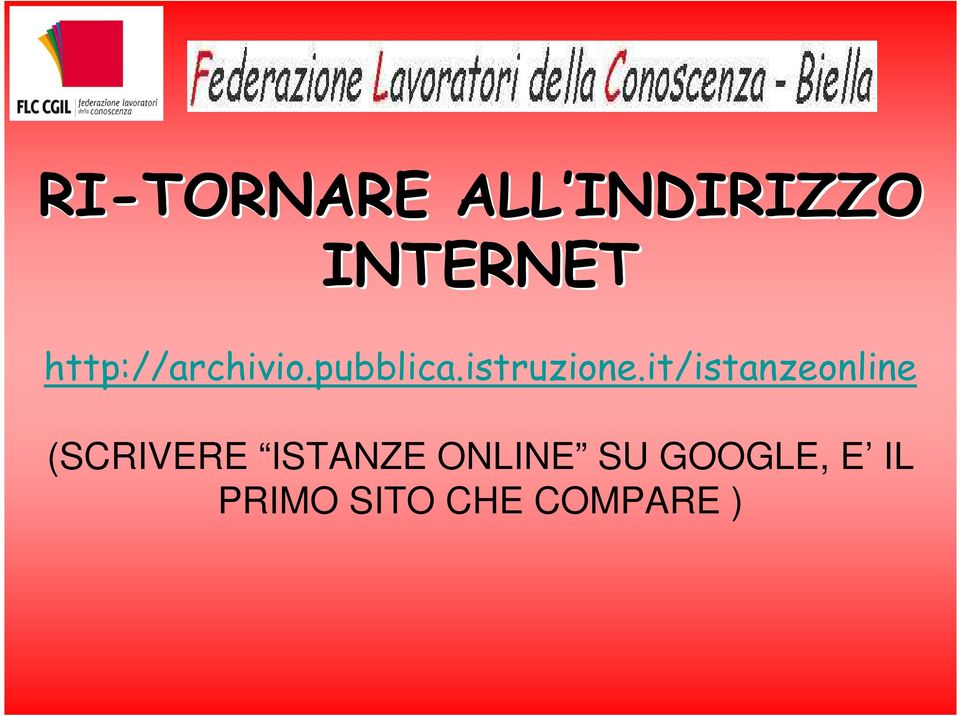 it/istanzeonline (SCRIVERE ISTANZE