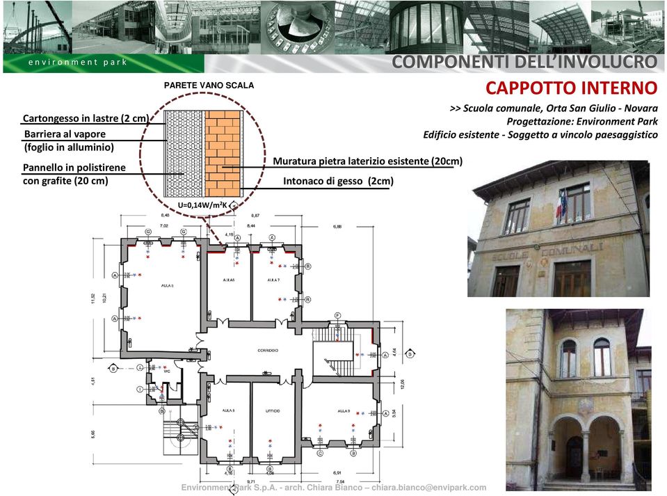 gesso (2cm) COMPONENTI DELL INVOLUCRO CAPPOTTO INTERNO >> Scuola comunale, Orta San Giulio -