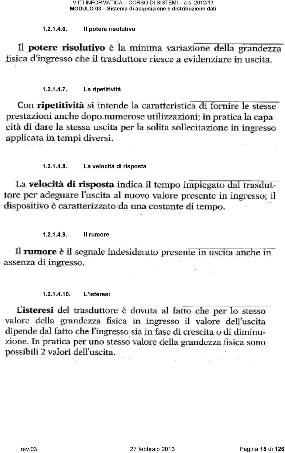 La velocità di risposta 1.2.1.4.9.