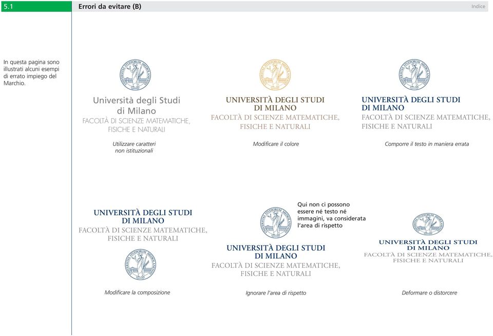 Università degli Studi di Milano Utilizzare caratteri non istituzionali Modificare il colore