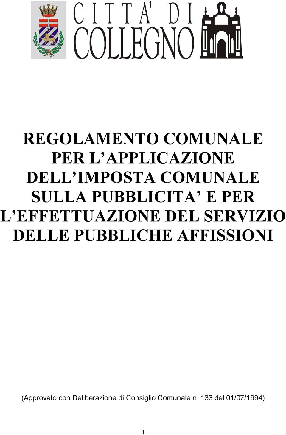 SERVIZIO DELLE PUBBLICHE AFFISSIONI (Approvato con