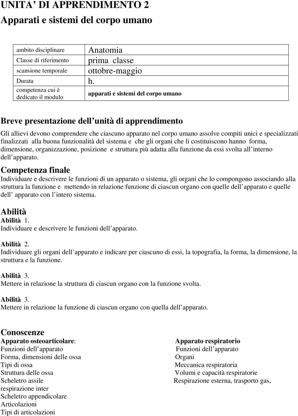 compiti unici e specializzati finalizzati alla buona funzionalità del sistema e che gli organi che li costituiscono hanno forma, dimensione, organizzazione, posizione e struttura più adatta alla