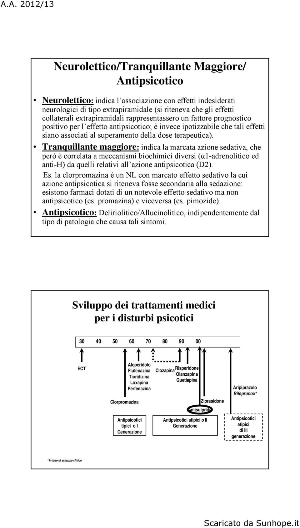 Tranquillante maggiore: indica la marcata azione sedativa, che però è correlata a meccanismi biochimici diversi (α1-adrenolitico ed anti-h) da quelli relativi all azione antipsicotica (D2). Es.