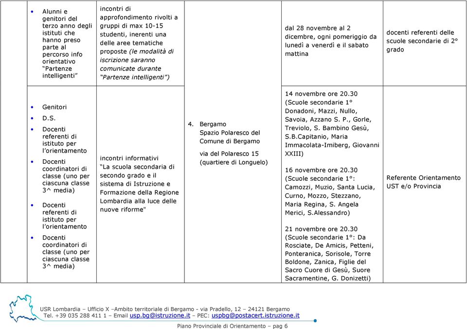 docenti referenti delle scuole secondarie di 2 grado Genitori D.S.