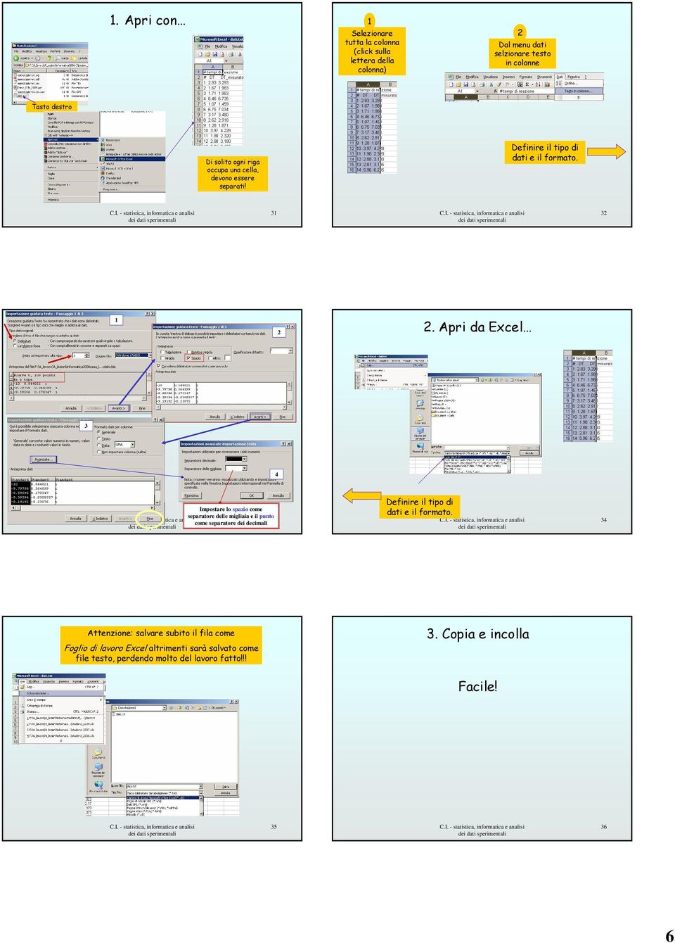 Apri da Excel 3 Impostare lo spazio come separatore delle migliaia e il punto 33 come separatore dei decimali Definire il tipo di dati e il