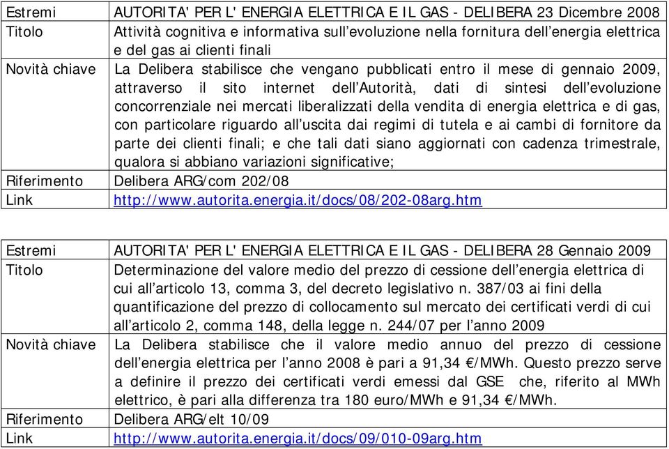 liberalizzati della vendita di energia elettrica e di gas, con particolare riguardo all uscita dai regimi di tutela e ai cambi di fornitore da parte dei clienti finali; e che tali dati siano