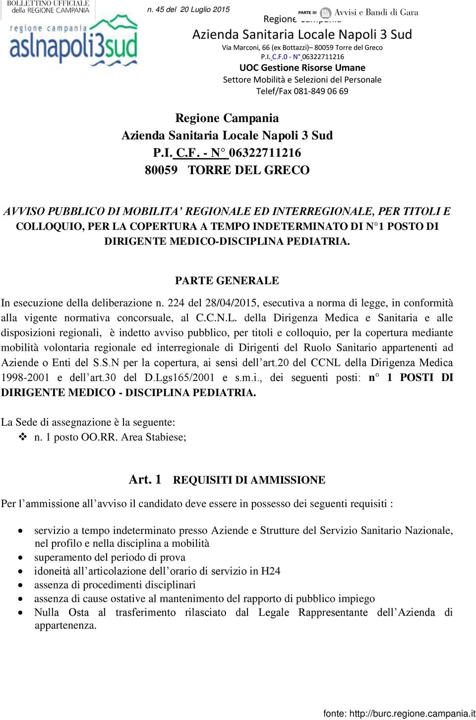 x 081-849 06 69 Regione Campania Azienda Sanitaria Locale Napoli 3 Sud P.I. C.F.