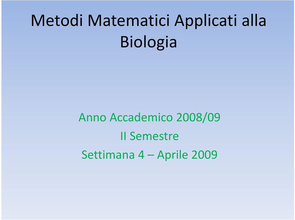 Anno Accademico 2008/09