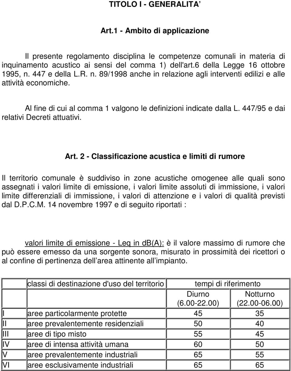 447/95 e dai relativi Decreti attuativi. Art.