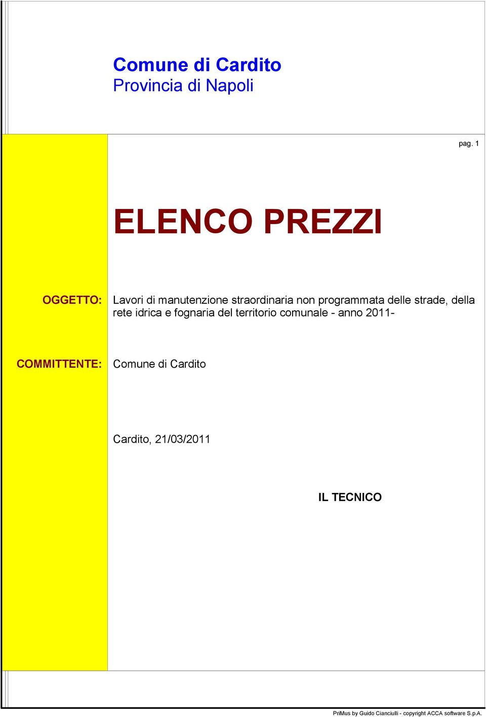 delle strade, della rete idrica e fognaria del territorio comunale - anno