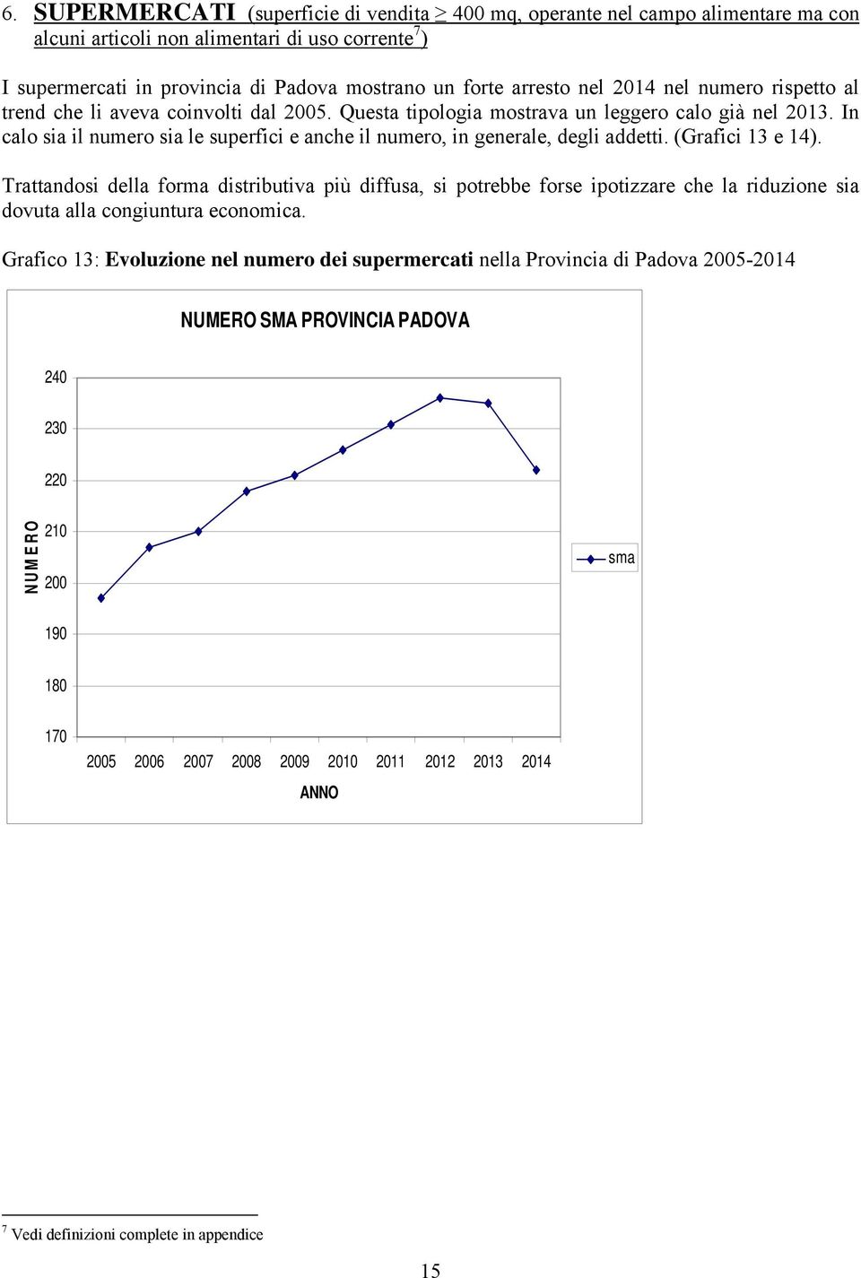 In calo sia il numero sia le superfici e anche il numero, in generale, degli addetti. (Grafici 13 e 14).