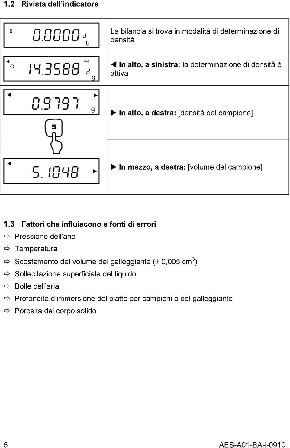 3 Fattori che influiscono e fonti di errori Pressione dell aria Temperatura Scostamento del volume del alleiante (± 0,005 cm 3 )