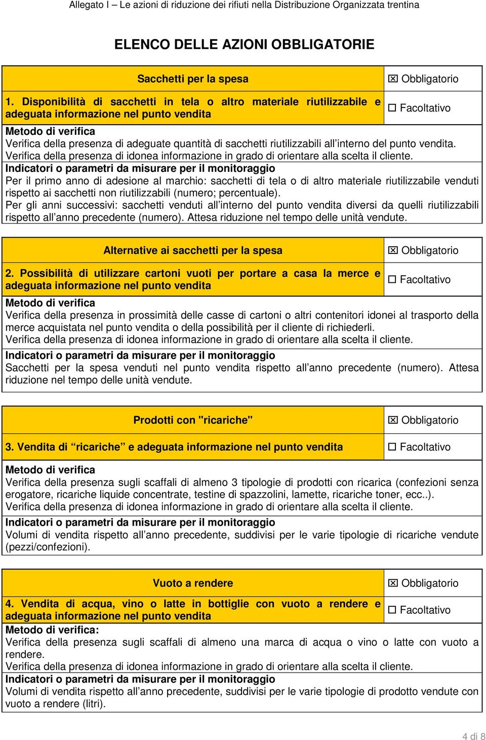 vendita. Per il primo anno di adesione al marchio: sacchetti di tela o di altro materiale riutilizzabile venduti rispetto ai sacchetti non riutilizzabili (numero; percentuale).