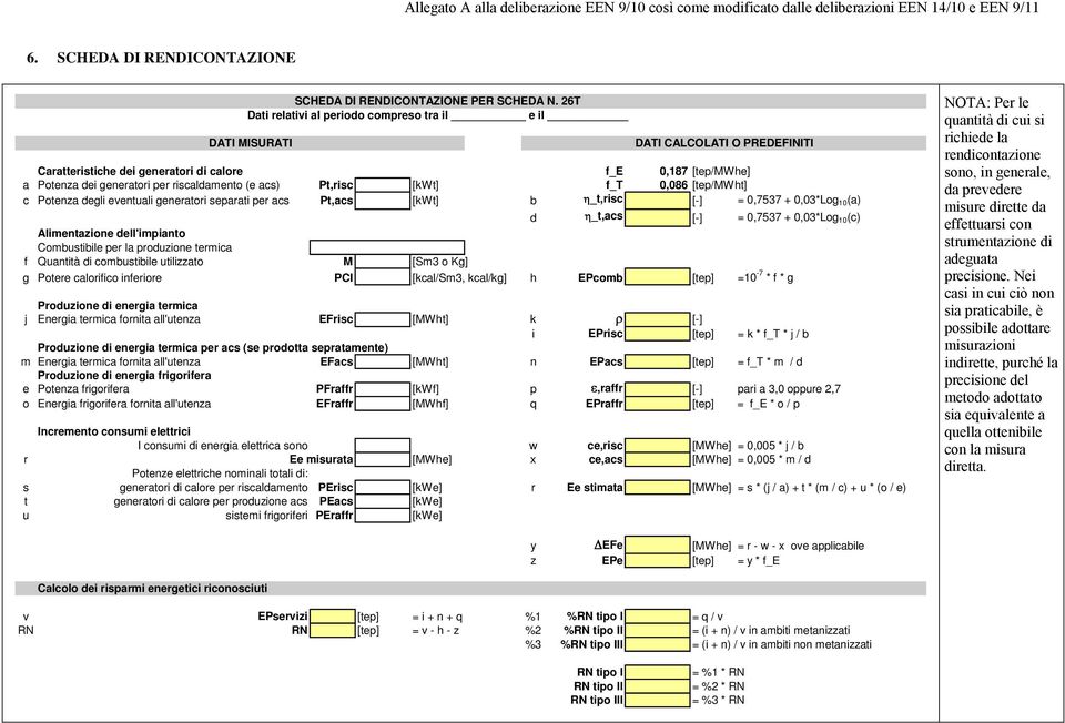 (e acs) Pt,risc 116 [kwt] f_t 0,086 [tep/mwht] c Potenza degli eventuali generatori separati per acs Pt,acs 0 [kwt] b _t,risc 0,82 [-] = 0,7537 + 0,03*Log 10 (a) d _t,acs 0,82 [-] = 0,7537 + 0,03*Log