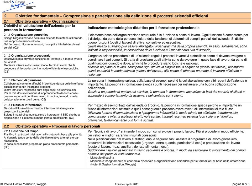 Nel far questo illustro le funzioni, i compiti e i titolari dei diversi servizi.