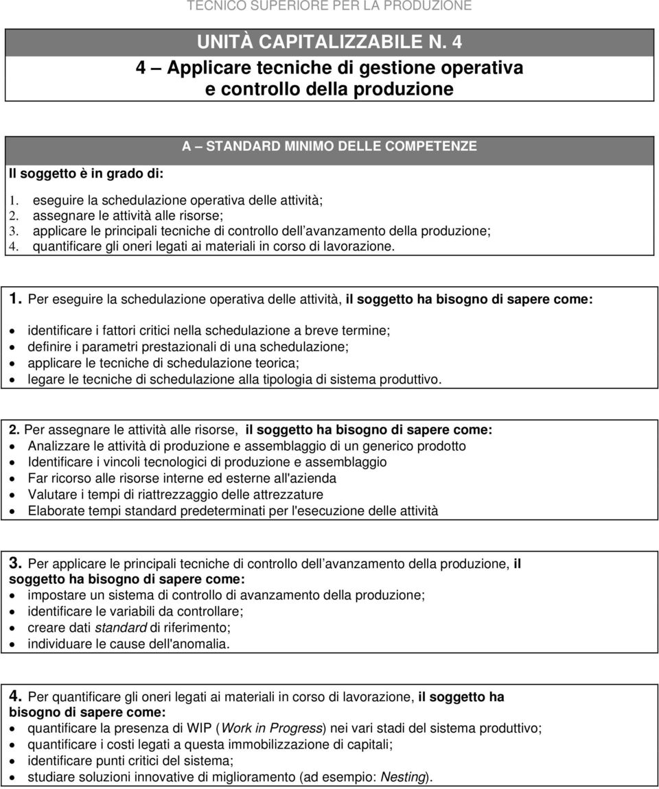 quantificare gli oneri legati ai materiali in corso di lavorazione. 1.