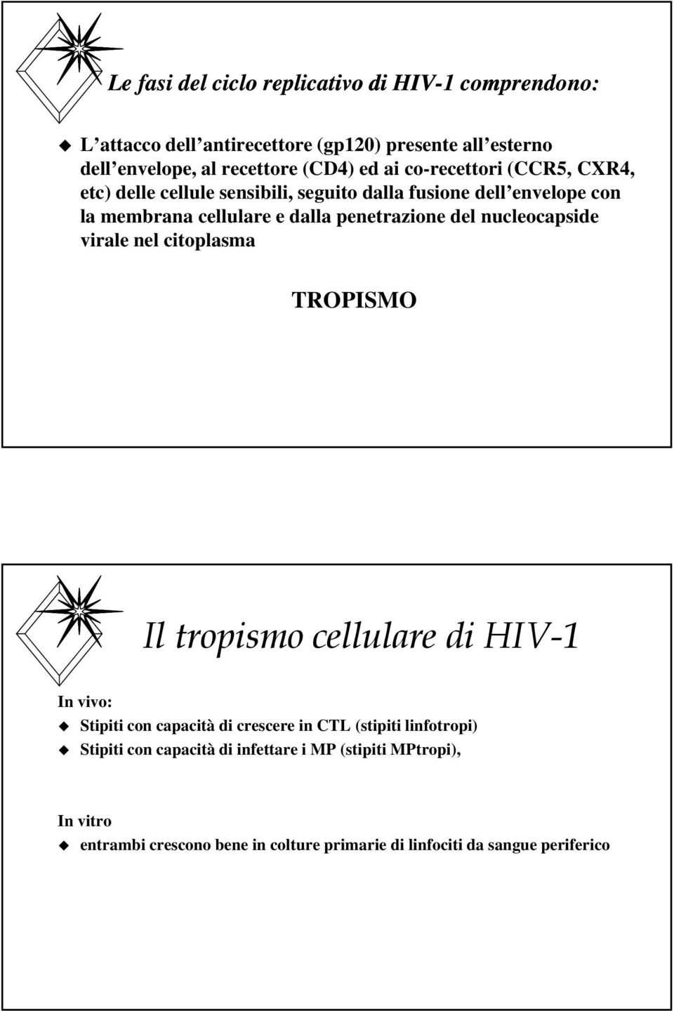 del nucleocapside virale nel citoplasma TROPISMO Il tropismo cellulare di HIV-1 In vivo: Stipiti con capacità di crescere in CTL (stipiti