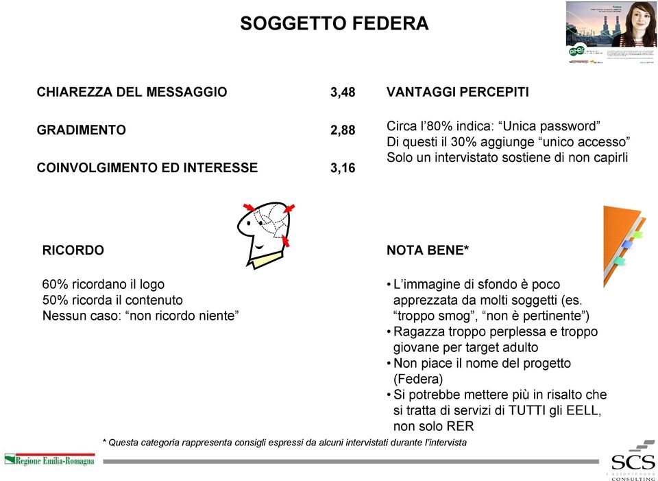 rappresenta consigli espressi da alcuni intervistati durante l intervista L immagine di sfondo è poco apprezzata da molti soggetti (es.