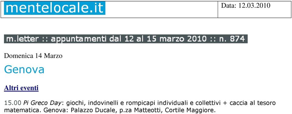 00 Pi Greco Day: giochi, indovinelli e rompicapi