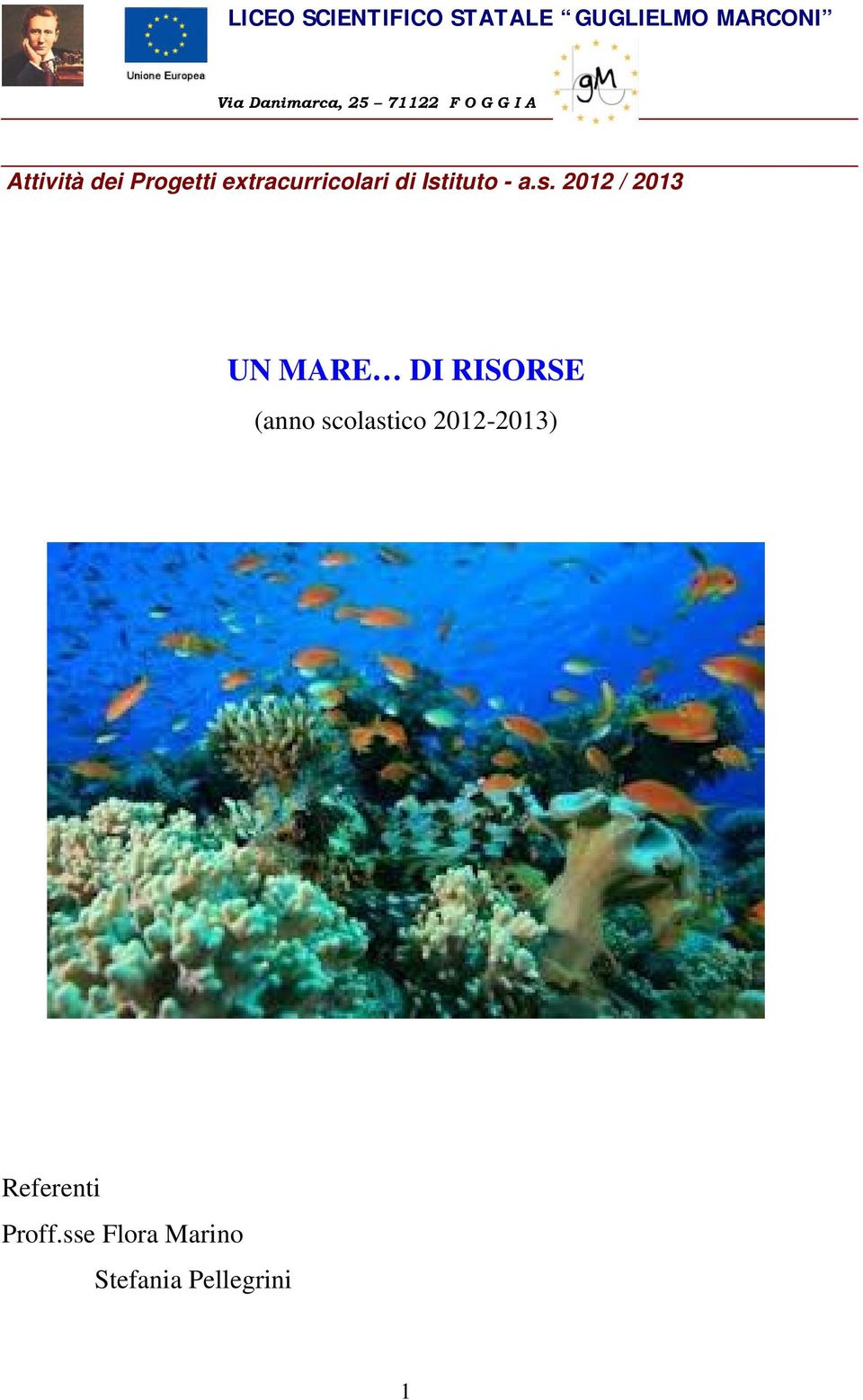 Istituto - a.s. 2012 / 2013 UN MARE DI RISORSE (anno
