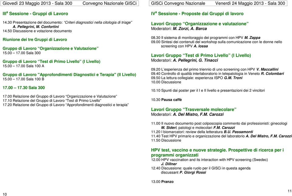 50 Discussione e votazione documento Riunione dei tre Gruppi di Lavoro Gruppo di Lavoro Organizzazione e Valutazione 15.00 17.