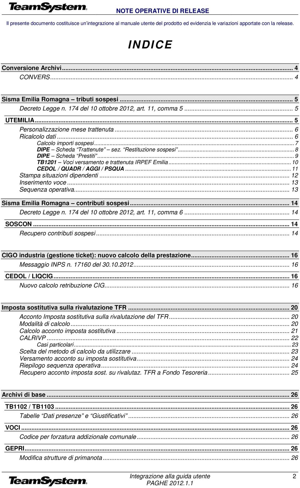 .. 6 Calcolo importi sospesi... 7 DIPE Scheda Trattenute sez. Restituzione sospesi... 8 DIPE Scheda Prestiti... 9 TB1201 Voci versamento e trattenuta IRPEF Emilia... 10 CEDOL / QUADR / AGGI / PSQUA.