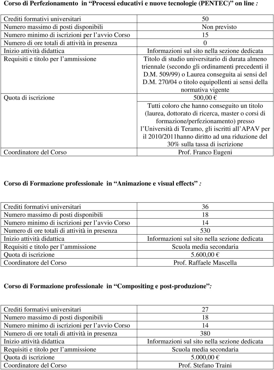 509/99) o Laurea conseguita ai sensi del D.M.