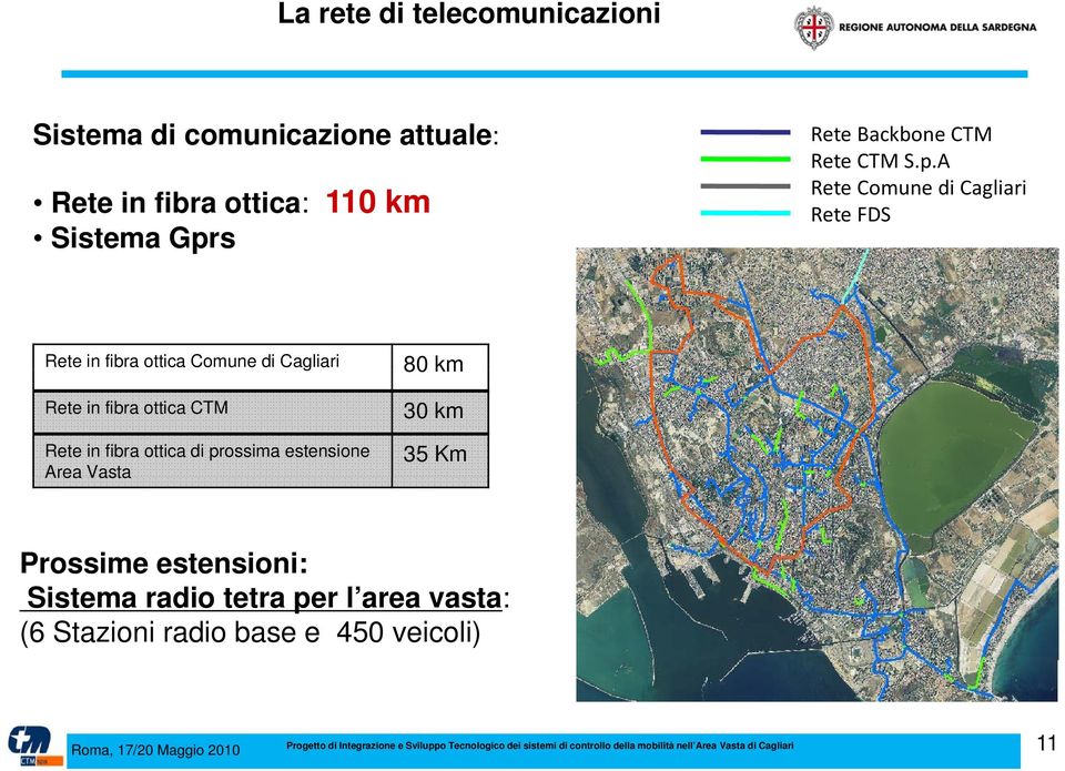 A Rete Comune di Cagliari Rete FDS Rete in fibra ottica Comune di Cagliari Rete in fibra ottica CTM Rete in fibra ottica di