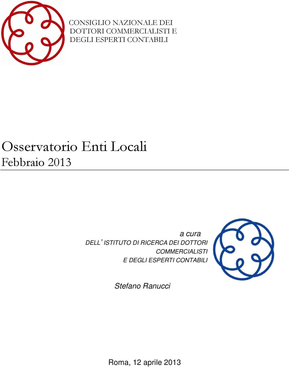 cura DELL ISTITUTO DI RICERCA DEI DOTTORI COMMERCIALISTI E