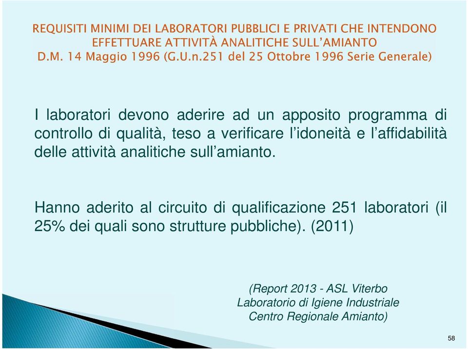 Hanno aderito al circuito di qualificazione 251 laboratori (il 25% dei quali sono