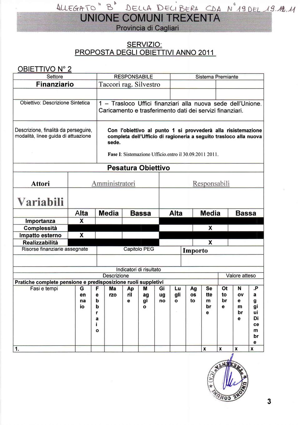 Dscrizion, finalità da prsguir, modalità, lin guida di attuazion Con I'obittivo al punto { si provvdrà alla risistmazion complta dll'ufficio di ragionri a sguito trasloco alla nuova sd.