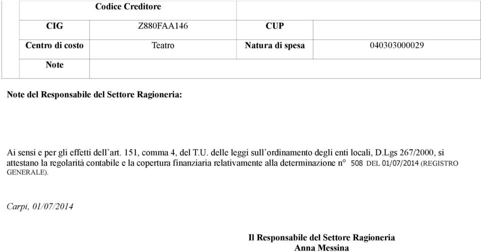 delle leggi sull ordinamento degli enti locali, D.