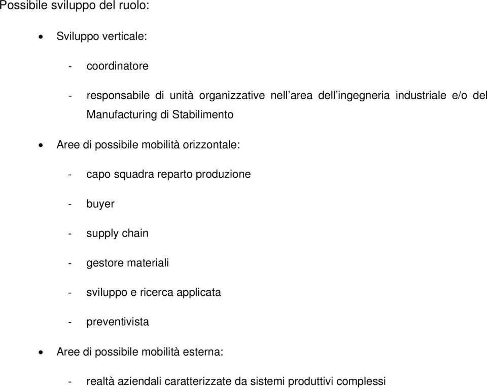 orizzontale: capo squadra reparto produzione buyer supply chain gestore materiali sviluppo e ricerca