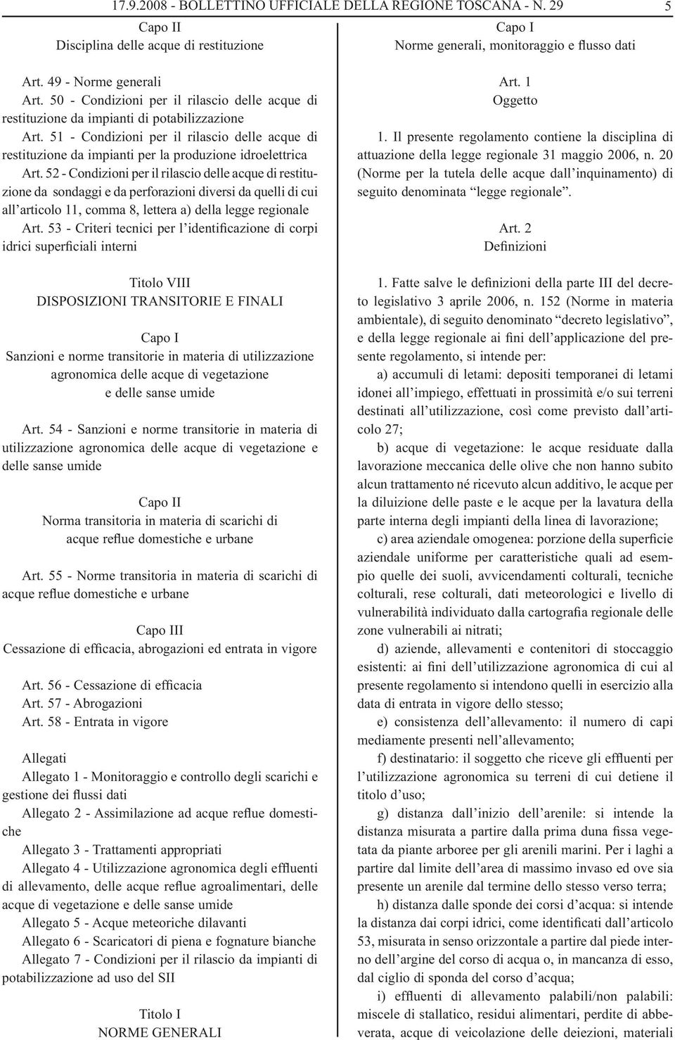 51 - Condizioni per il rilascio delle acque di restituzione da impianti per la produzione idroelettrica Art.