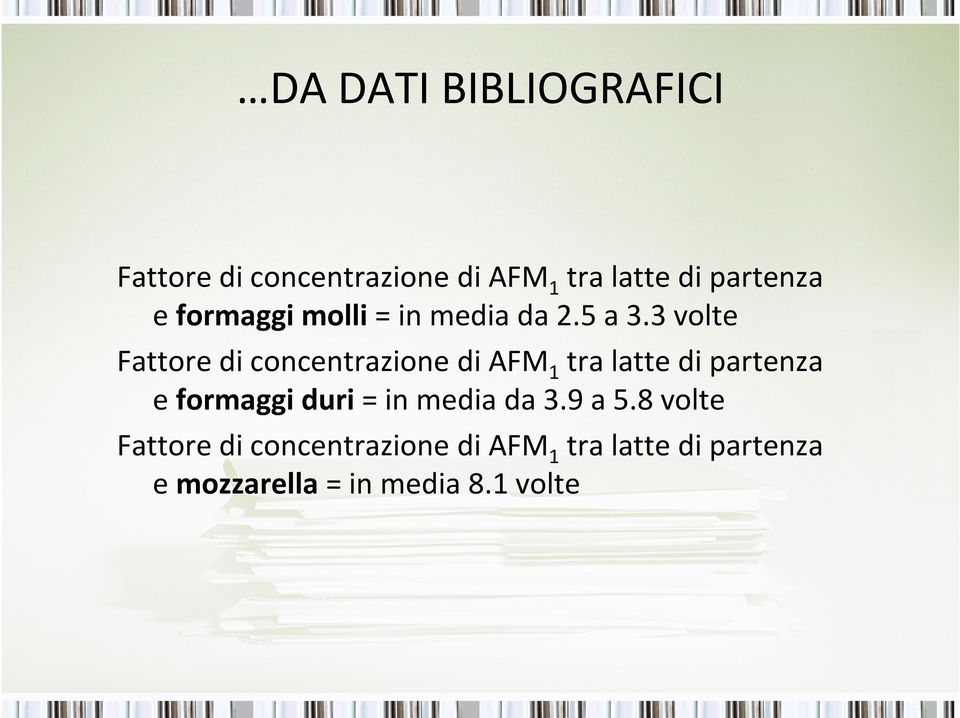 3 volte Fattore di concentrazione di AFM 1 tra latte di partenza e formaggi