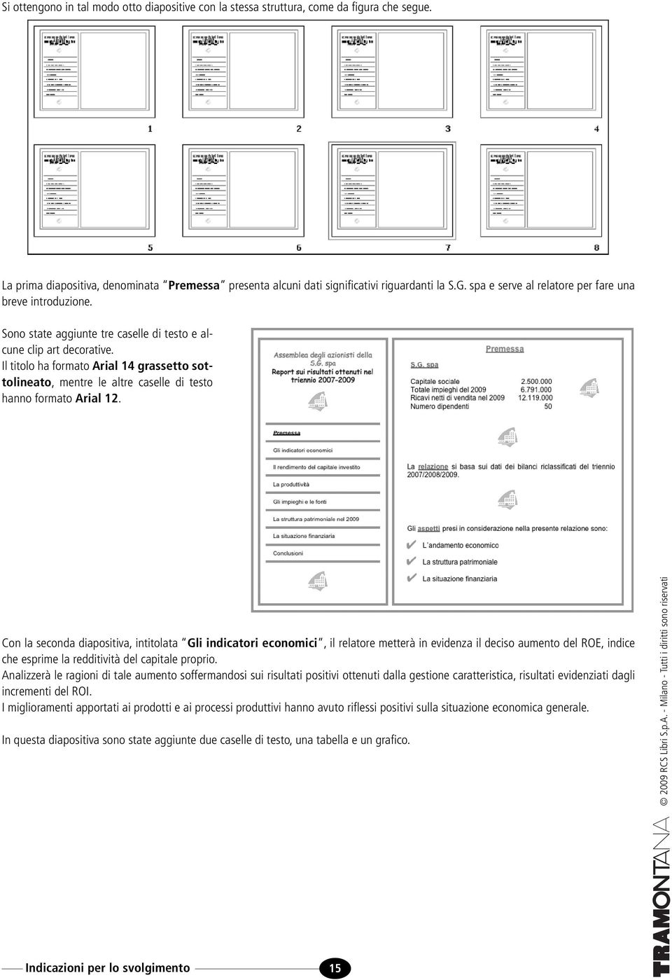 Il titolo ha formato Arial 14 grassetto sottolineato, mentre le altre caselle di testo hanno formato Arial 12.