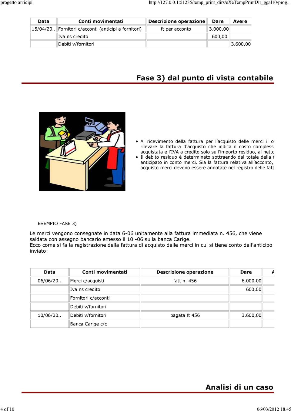 solo sull importo residuo, al netto Il debito residuo è determinato sottraendo dal totale della f anticipato in conto merci.