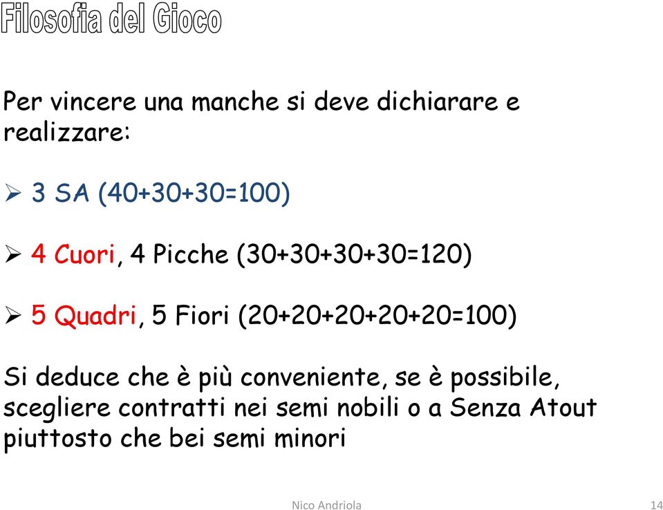 (20+20+20+20+20=100) Si deduce che è più conveniente, se è possibile,