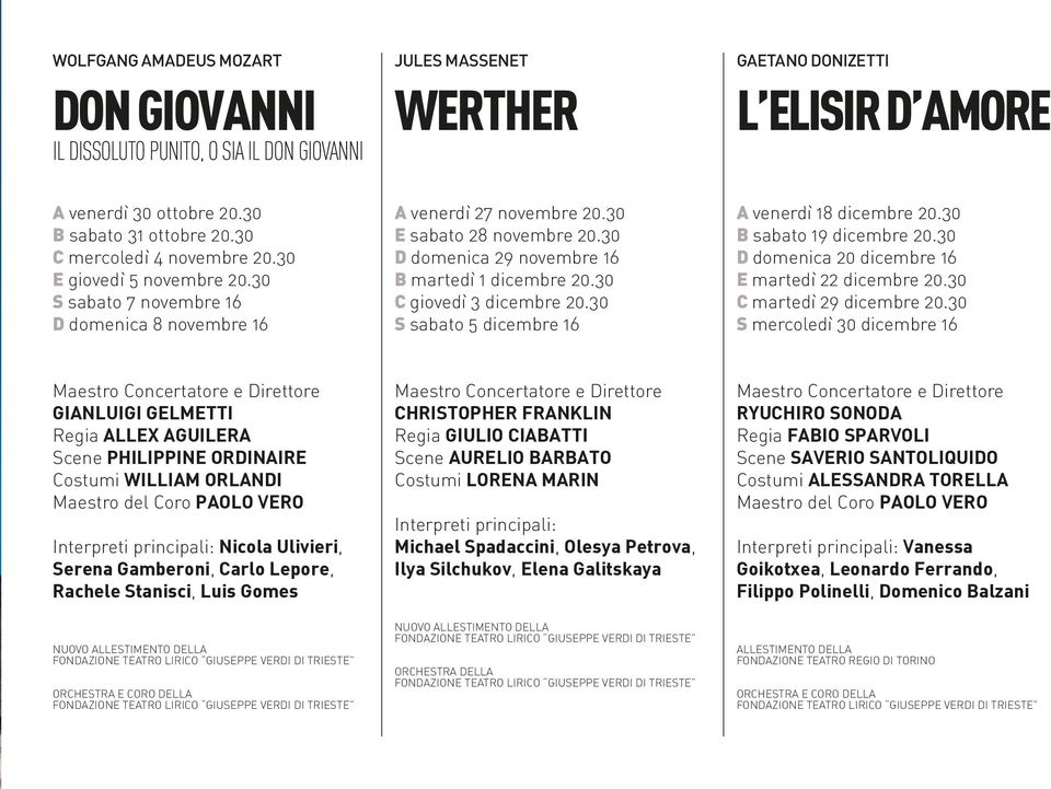 30 D domenica 29 novembre 16 B martedì 1 dicembre 20.30 C giovedì 3 dicembre 20.30 S sabato 5 dicembre 16 A venerdì 18 dicembre 20.30 B sabato 19 dicembre 20.