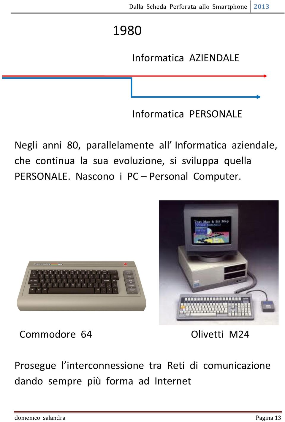 sviluppa quella PERSONALE. Nascono i PC Personal Computer.