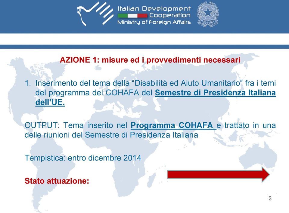 COHAFA del Semestre di Presidenza Italiana dell UE.