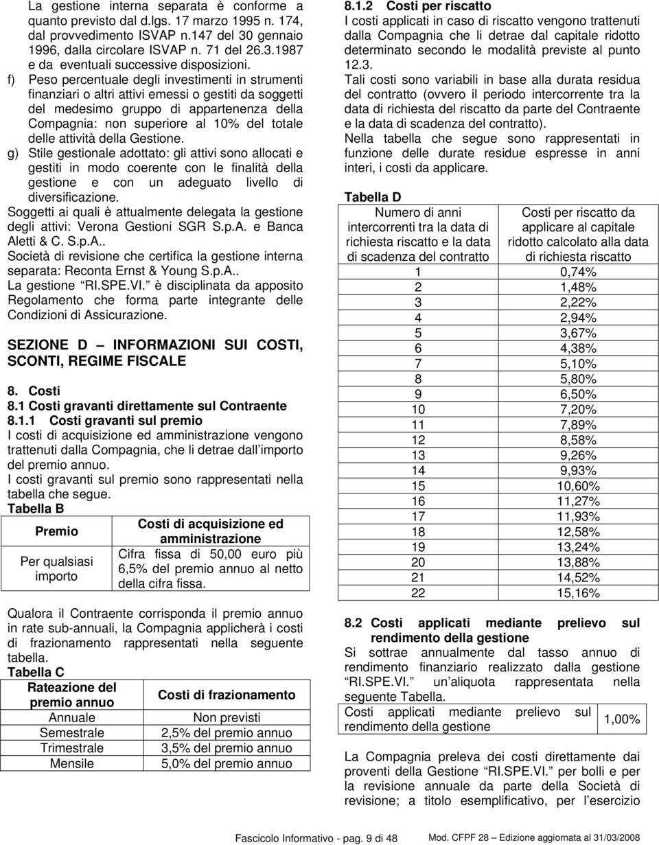 attività della Gestione. g) Stile gestionale adottato: gli attivi sono allocati e gestiti in modo coerente con le finalità della gestione e con un adeguato livello di diversificazione.