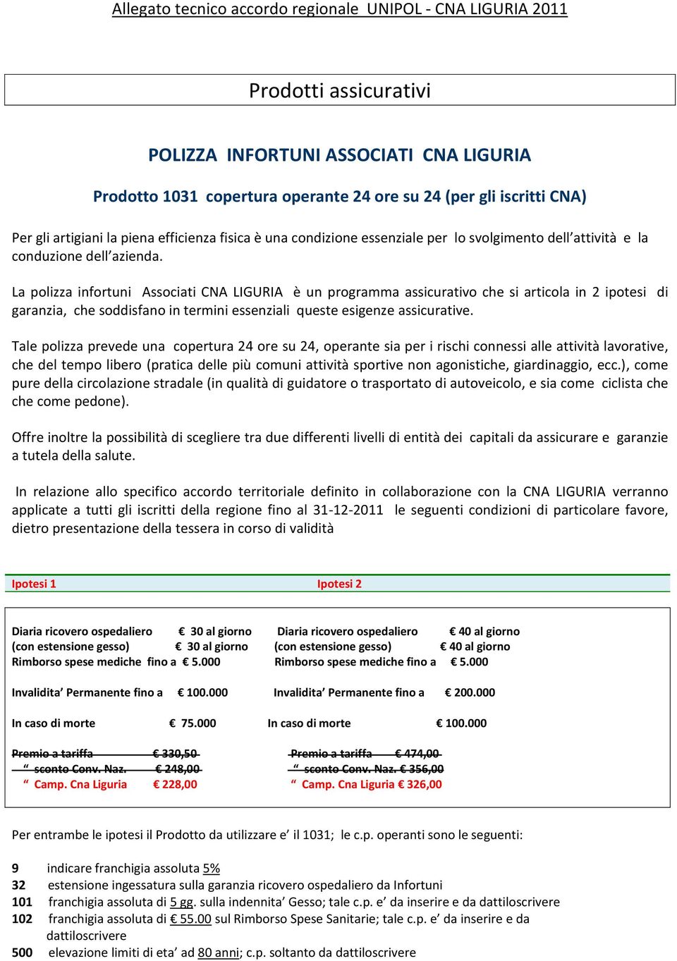 La polizza infortuni Associati CNA LIGURIA è un programma assicurativo che si articola in 2 ipotesi di garanzia, che soddisfano in termini essenziali queste esigenze assicurative.