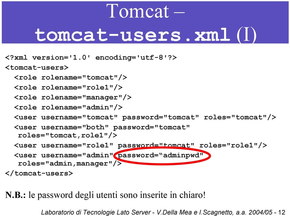 password="tomcat" roles="tomcat"/> <user username="both" password="tomcat" roles="tomcat,role1"/> <user username="role1" password="tomcat"