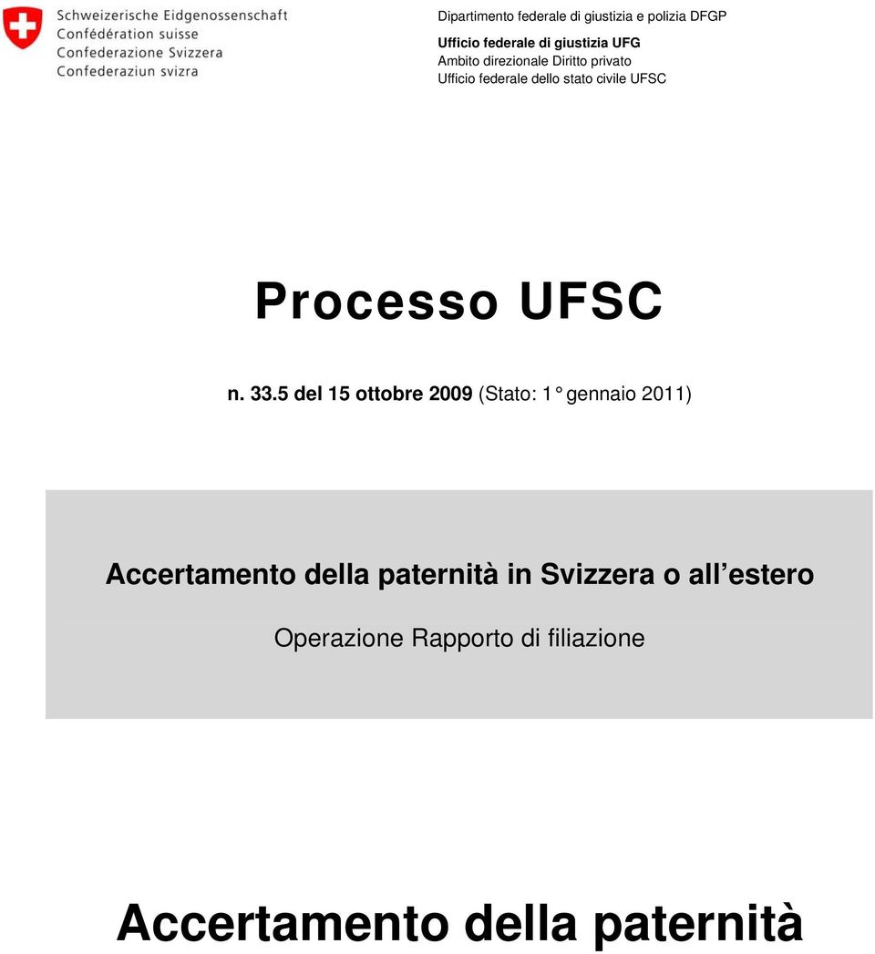 privato Ufficio federale dello stato civile UFSC Processo