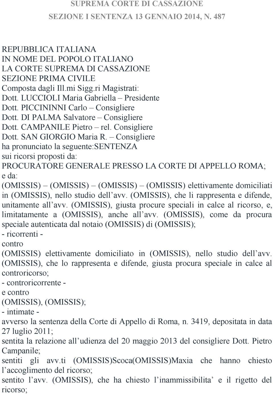 Consigliere ha pronunciato la seguente:sentenza sui ricorsi proposti da: PROCURATORE GENERALE PRESSO LA CORTE DI APPELLO ROMA; e da: (OMISSIS) (OMISSIS) (OMISSIS) (OMISSIS) elettivamente domiciliati