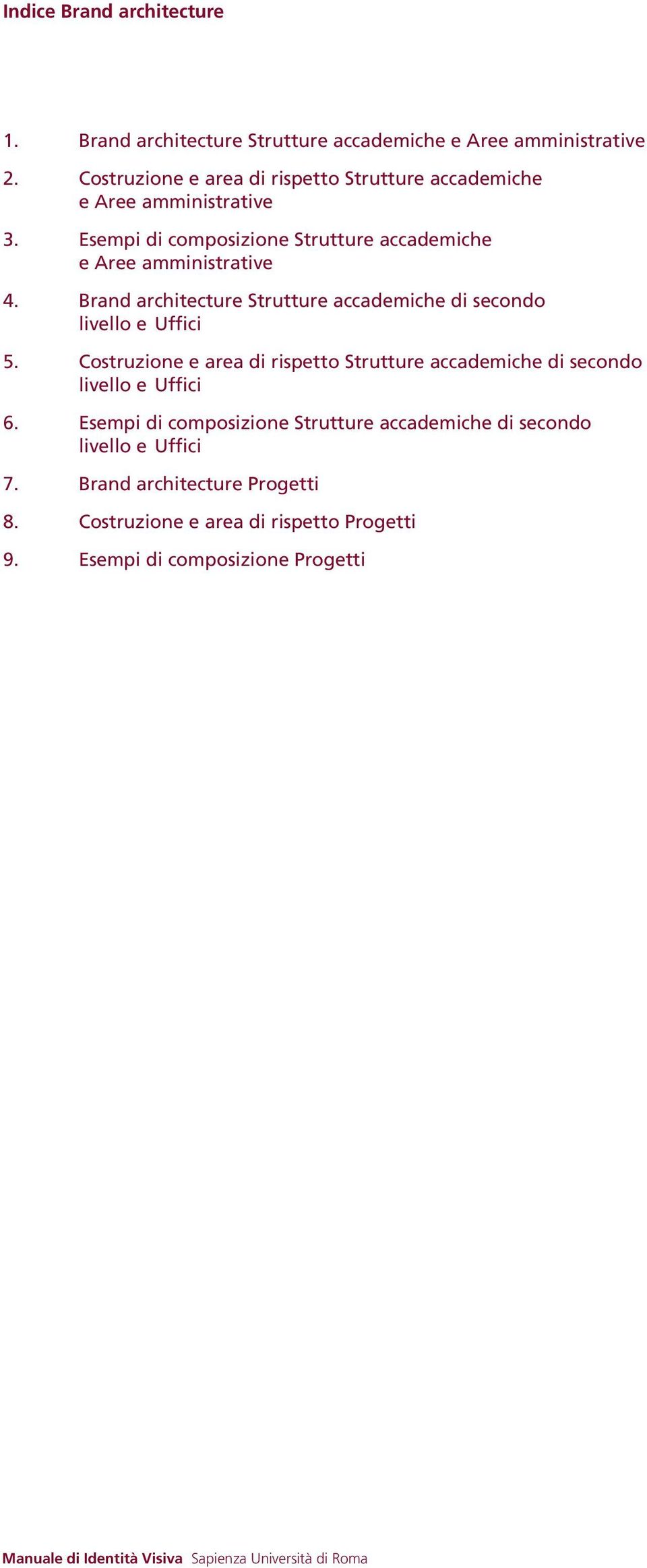 Esempi di composizione Strutture accademiche e Aree amministrative 4. Brand architecture Strutture accademiche di secondo livello e Uffici 5.
