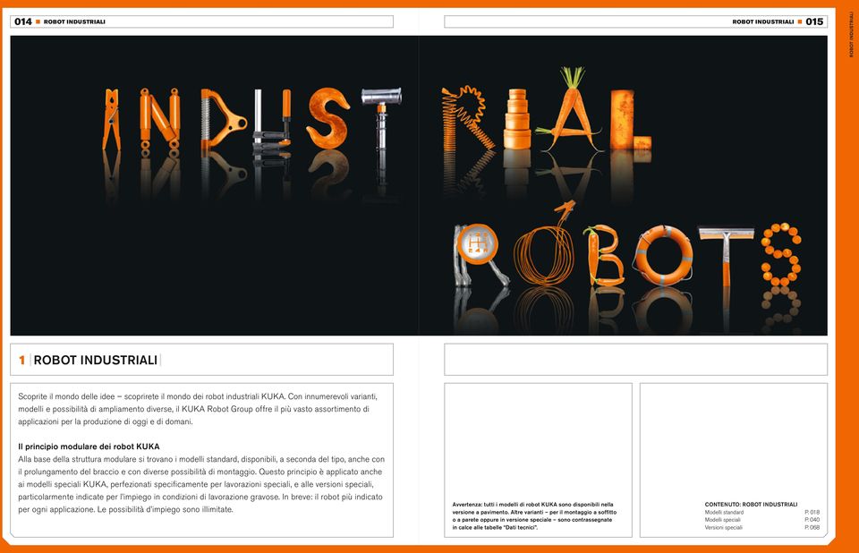Il principio modulare dei robot KUKA Alla base della struttura modulare si trovano i modelli standard, disponibili, a seconda del tipo, anche con il prolungamento del braccio e con diverse