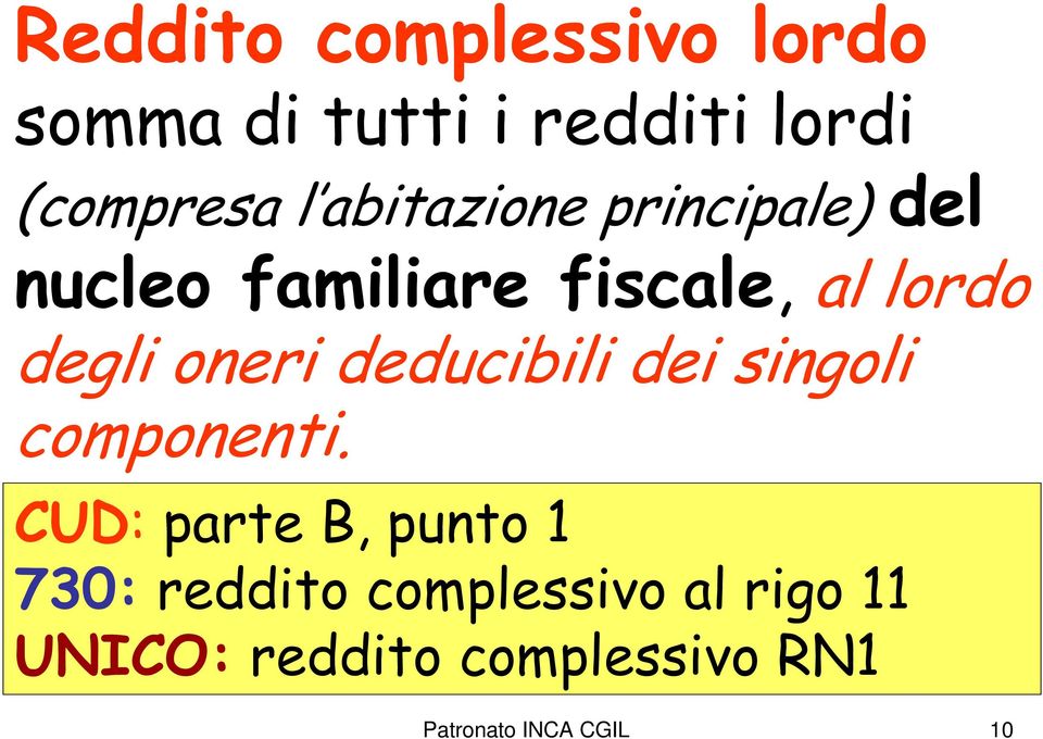 oneri deducibili dei singoli componenti.